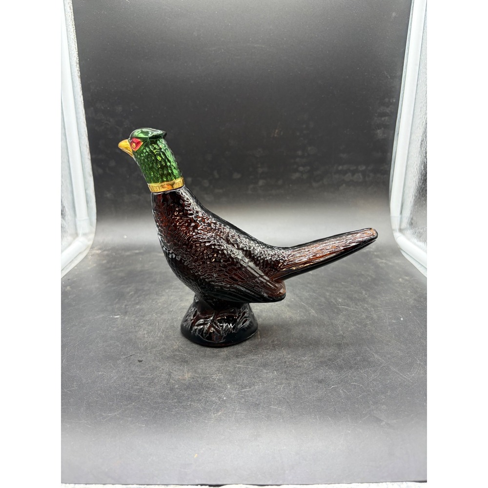 Vintage Avon Pheasant Decanter Amber Glass Oland After Shave Bottle 5oz Empty